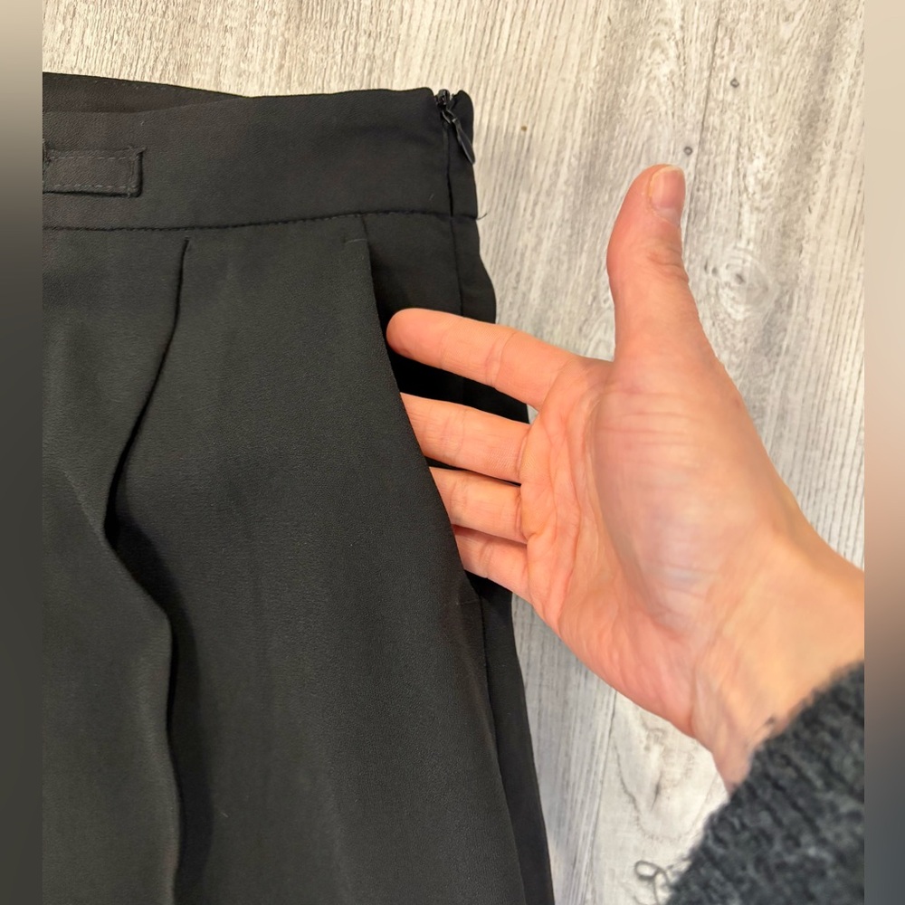 NWT Zara Classic Black Chain Wide Leg Pleated Trousers XS - Picture 7 of 12